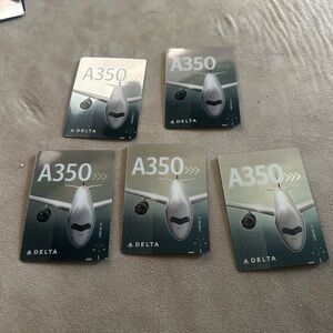 Delta A350 Metallic Teal Collectible Cards - Set of 5